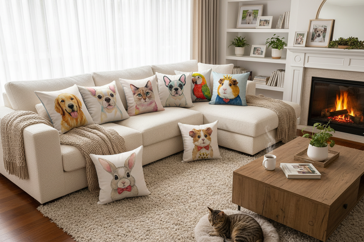 lots of pet pillow cute on the couch